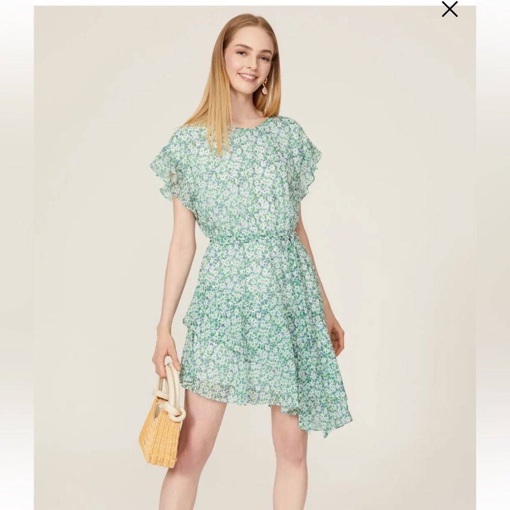 Slate & Willow Green Floral Asymmetrical Dress
